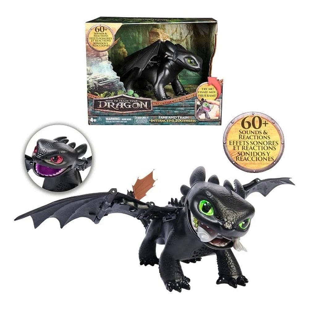 Como Treinar O Seu Dragao Boneco Deluxe Banguela Interativo 30 Cm Som e Luz – 60 Sons e Reações – 5 Personalidades - Sun