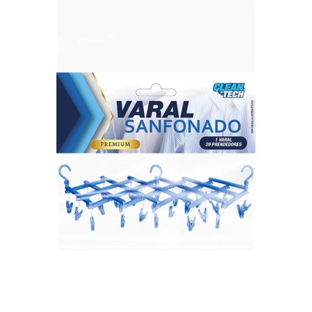 Varal Premium Sanfonado 29 Prendedores -