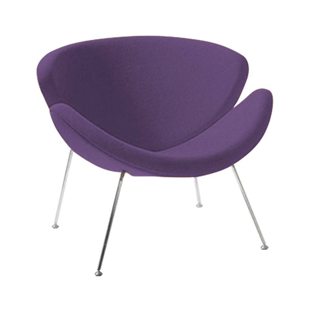 Poltrona Design Trevo Suede Roxo Base Cromada