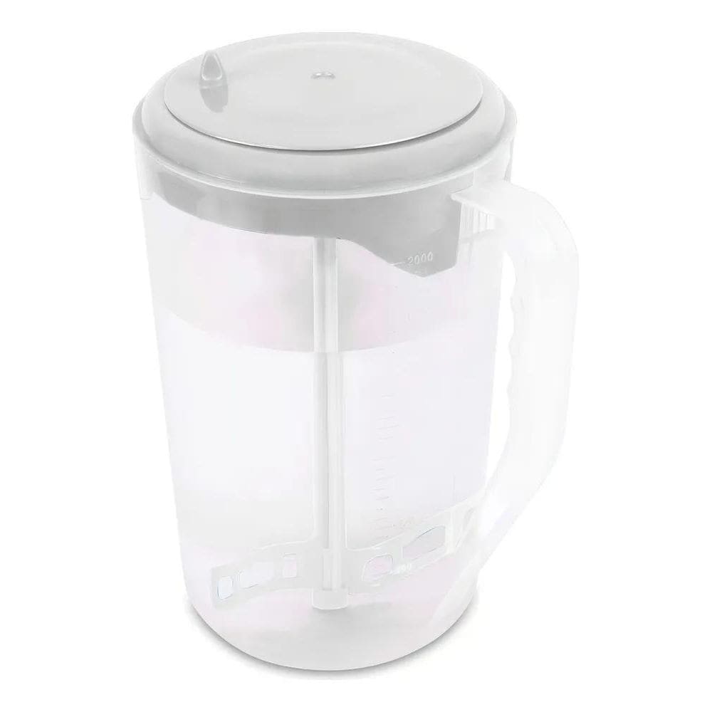 10X Jarra De Suco Agua Com Mexedor Mix 2L Tampa Branca Plas