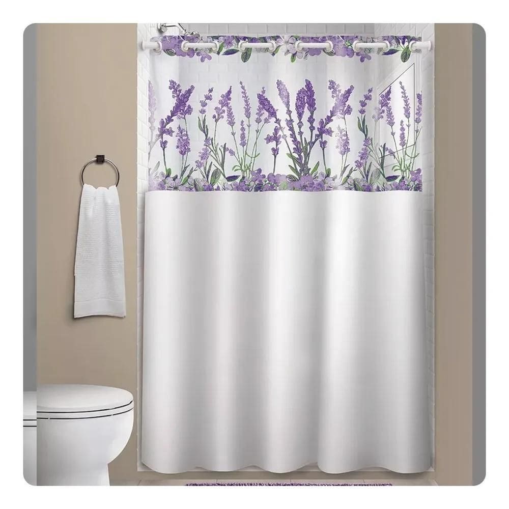 Cortina Para Box Pvc Impermeável Antimofo 1,35X2,00M Ilhós