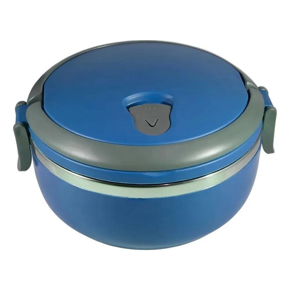 Marmita Hermética Dupla Azul Redonda 1,4 Litros Fit Inox Tér