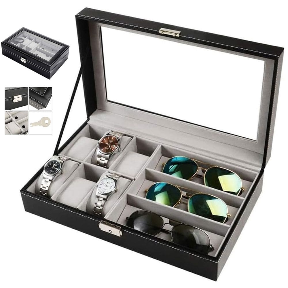 Porta Relogio Luxo Oculos de Sol Pulseira Caixa Estojo Expositor Organizador Mesa Penteadeira Armario Seguro Resistente