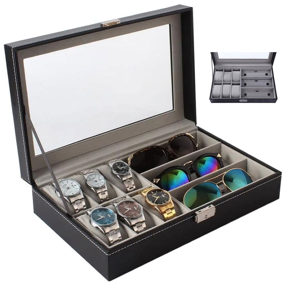 Porta Relogio Oculos de Sol Pulseira Estojo Luxo Expositor Caixa Organizador Armario Penteadeira Mesa Resistente Seguro