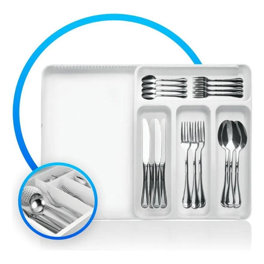 10X Organizador De Talheres Gavetas Extensivel Branco - Gru