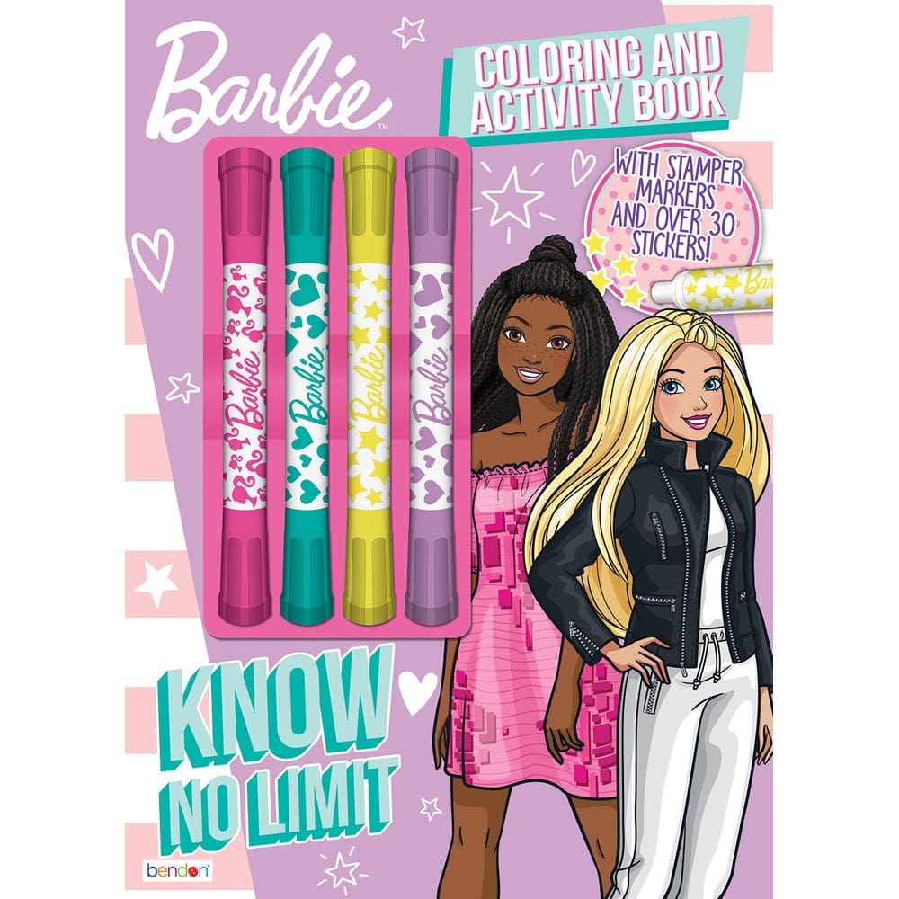Livro para colorir Barbie com adesivos, 4 marcadores de 48 páginas