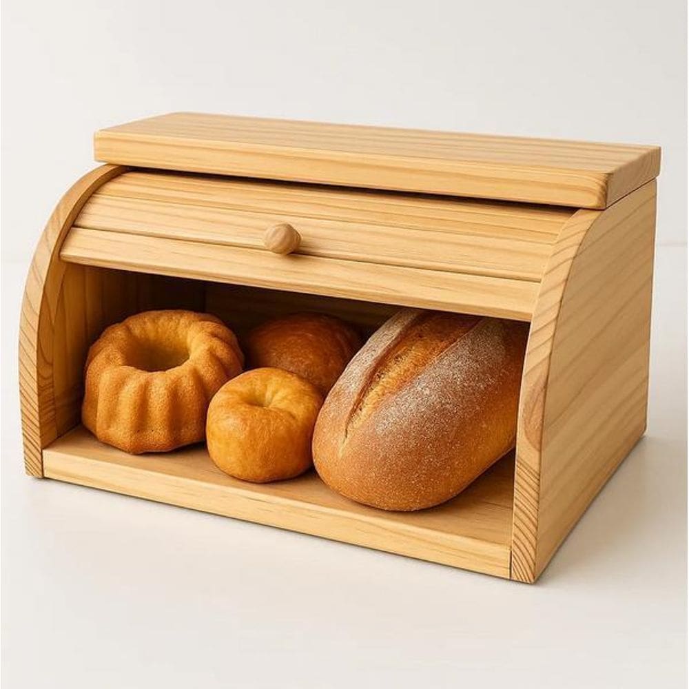 Porta Pães Pão Caixa De Madeira Em Pinus Armazenamento 40Cm