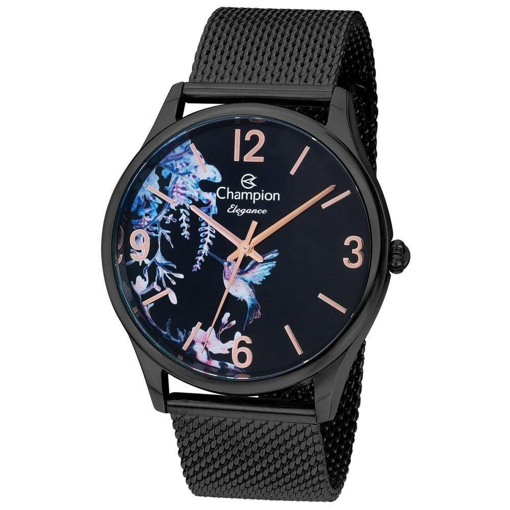 Relógio Champion Feminino Preto Esteira Beija-flor Cn20775n