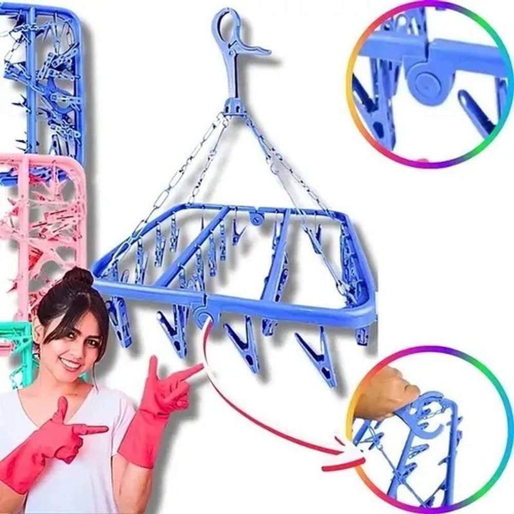 Varal Dobrável 24 Prendedores Para Meias E Roupas Íntimas