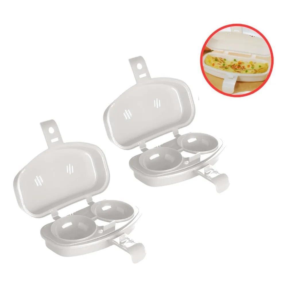 Omeleteira Microondas Dupla Forma De Ovos Poché Branca