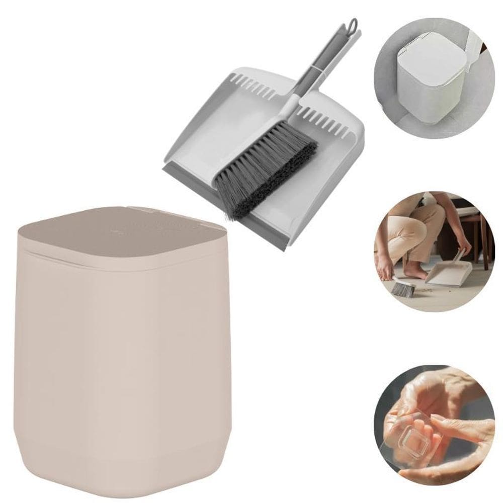 Lixeira Suspensa Piso/Parede+Pá Para Lixo+Escova Limpeza -Ou