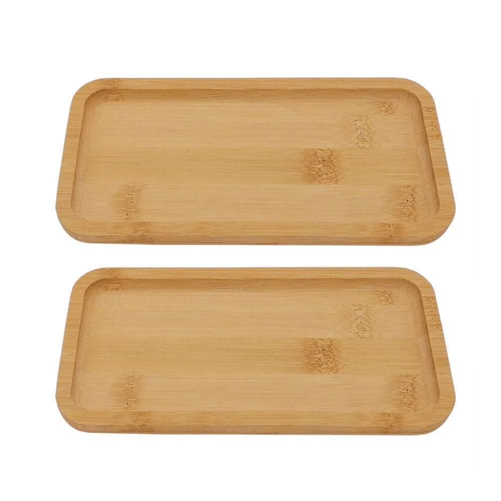 Kit 2 Bandeja Travessa Bambu 20X10Cm Petiscos Café Multiuso