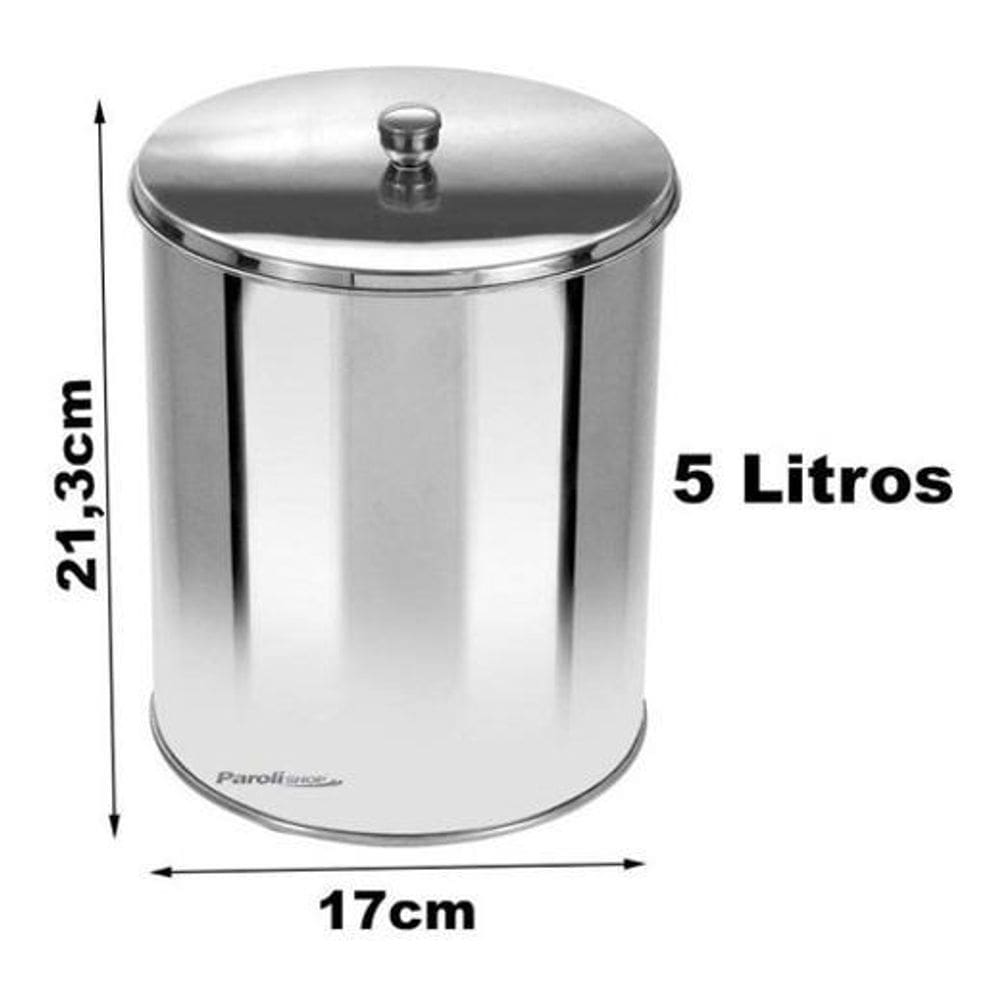 Lixeira Office Redonda Com Tampa Em Aço Inox 5L - Or1