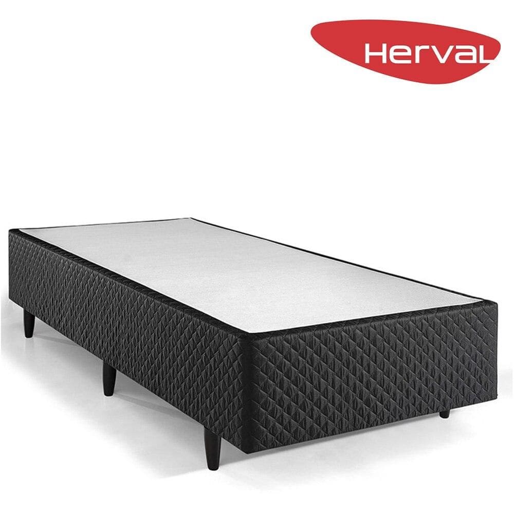 Base Cama Box Solteiro Herval Saturno 28x88x188 cm, Preto