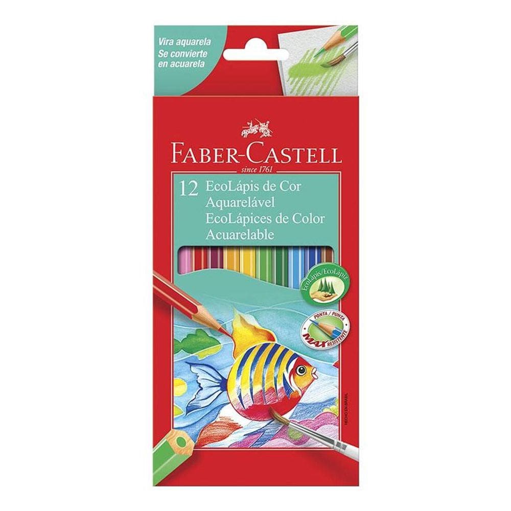 Lápis de Cor Ecolápis Aquarelável 120212G 12 Cores - Faber Castell