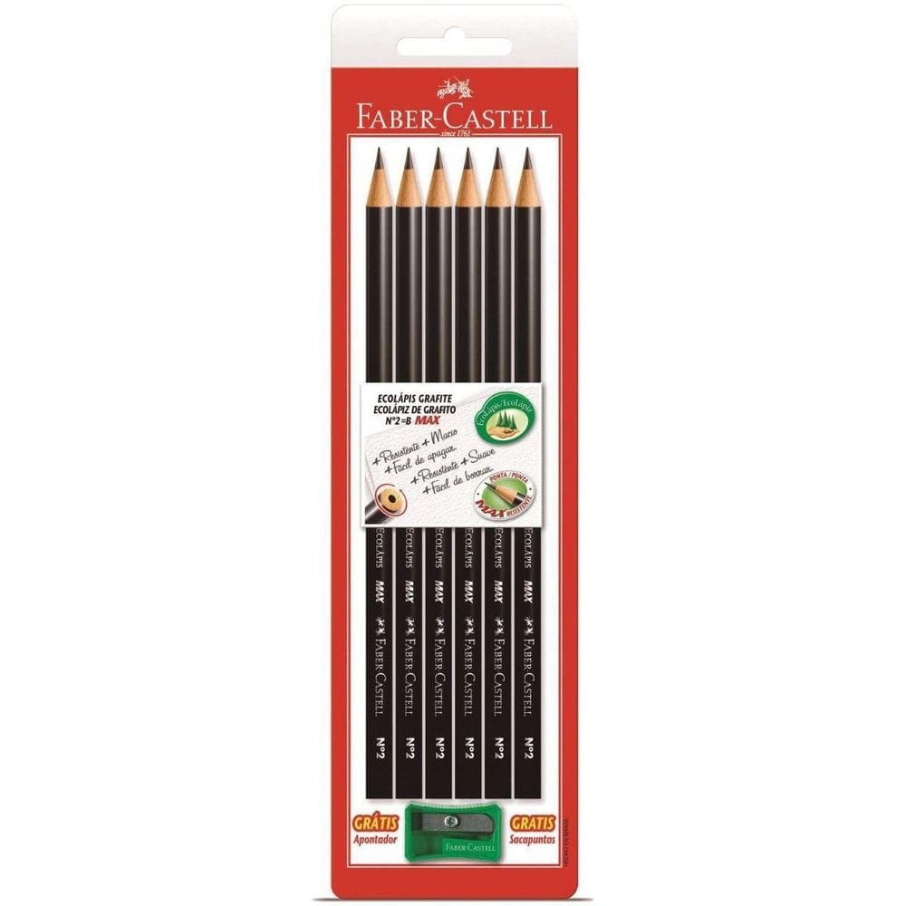 Lápis Preto 1205 Com Apontador N.2B Faber-Castell Com 06