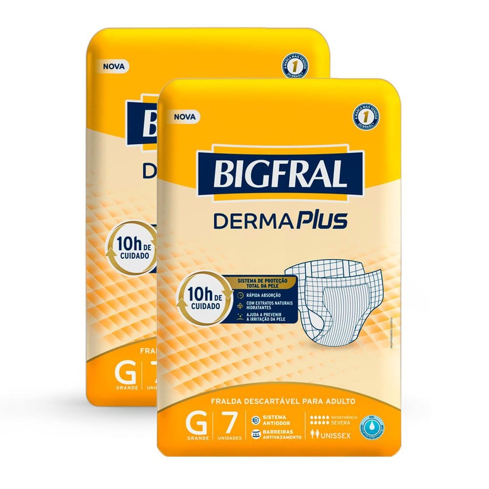Kit 2 Fralda Bigfral Derma Plus G 7 Unidades