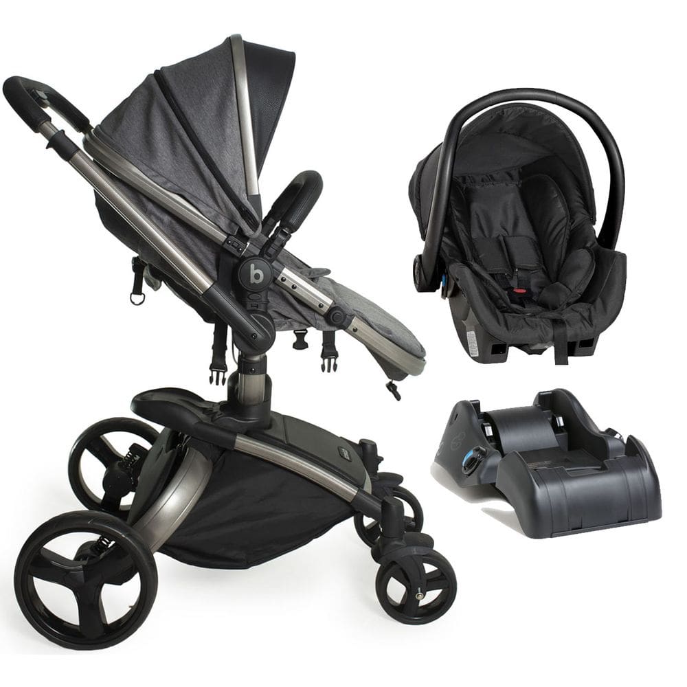 Carrinho de Bebê Galzerano Vulkan 3 em 1 Berço Passeio Moisés com Bebê Conforto Grid Travel System TRIO 0 a 15 Kg Cinza com Base para Carro