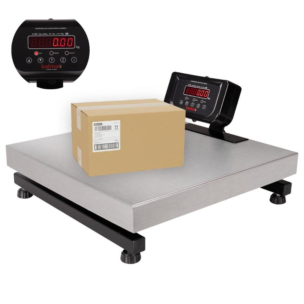 Balança Plataforma Digital 300 KG Com Bateria 50x50 Inox Bivolt K-300IB Balmak