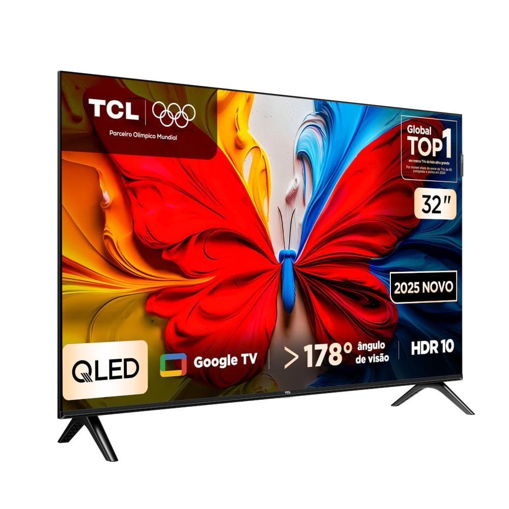 Smart TV 32” TCL QLED 32S5K Full HD, Google TV com Wi-Fi e Bluetooth integrados, HDMI, HDR10, DOLBY AUDIO, Googlecast Integrado