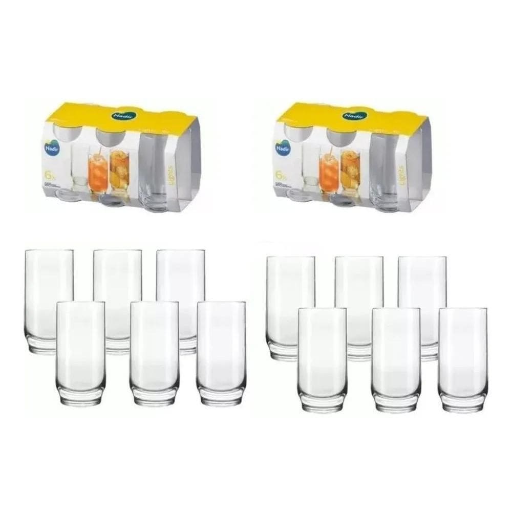 Jogo De 12 Copos Cerveja Suco Água Drink - Vidro Reforçado