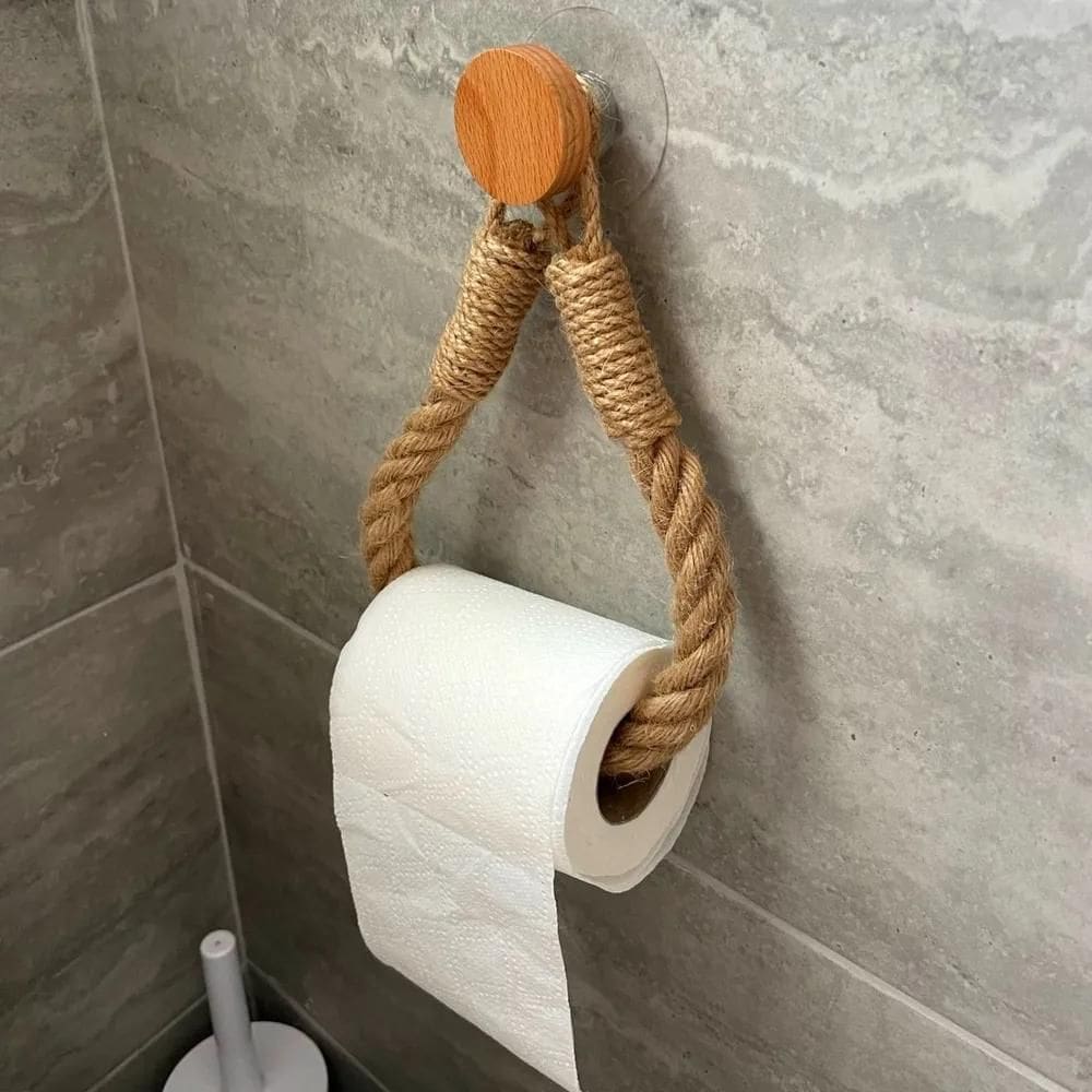 Porta Papel Higiênico Artesanal Rústico De Corda