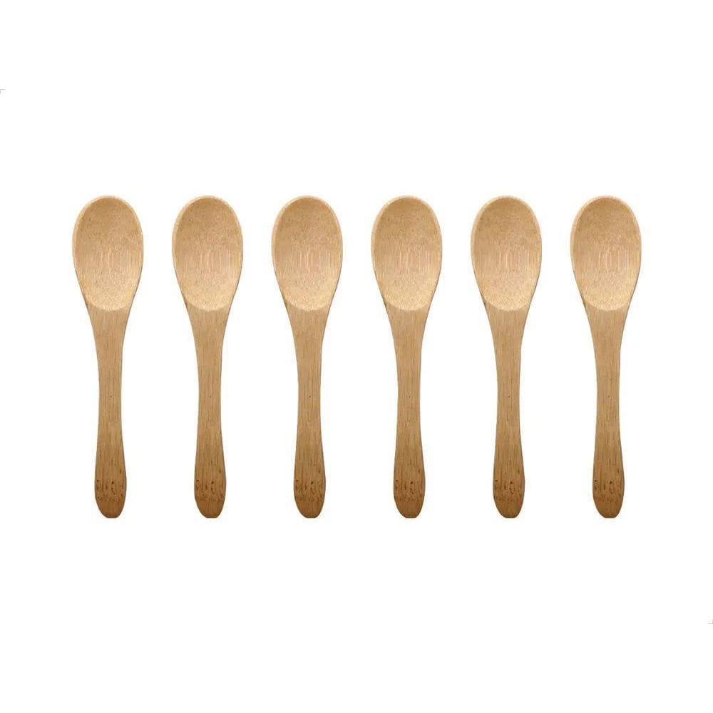 Conjunto De 6 Mini Colheres De Bambu Kit Com 6 Cabo Madeira