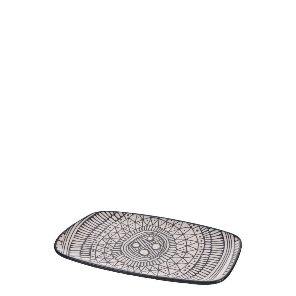 Travessa Ret Boho 20X1.5X9.5Cm Cerâmica