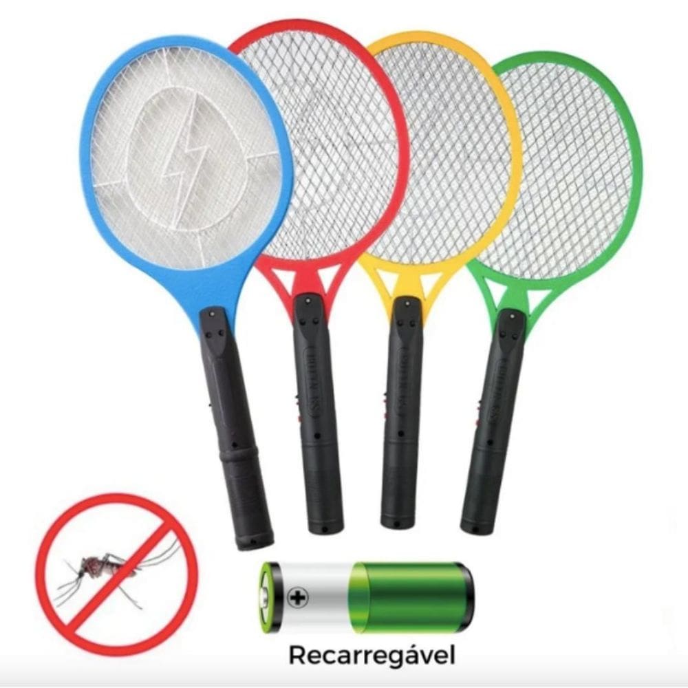 Raquete Elétrica Recarregável Mosquitos E Insetos Bivolt