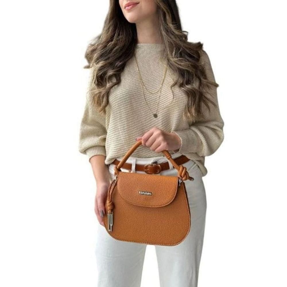 Bolsa Feminina Transversal Com Alça Em Corda Lyssa Caramelo