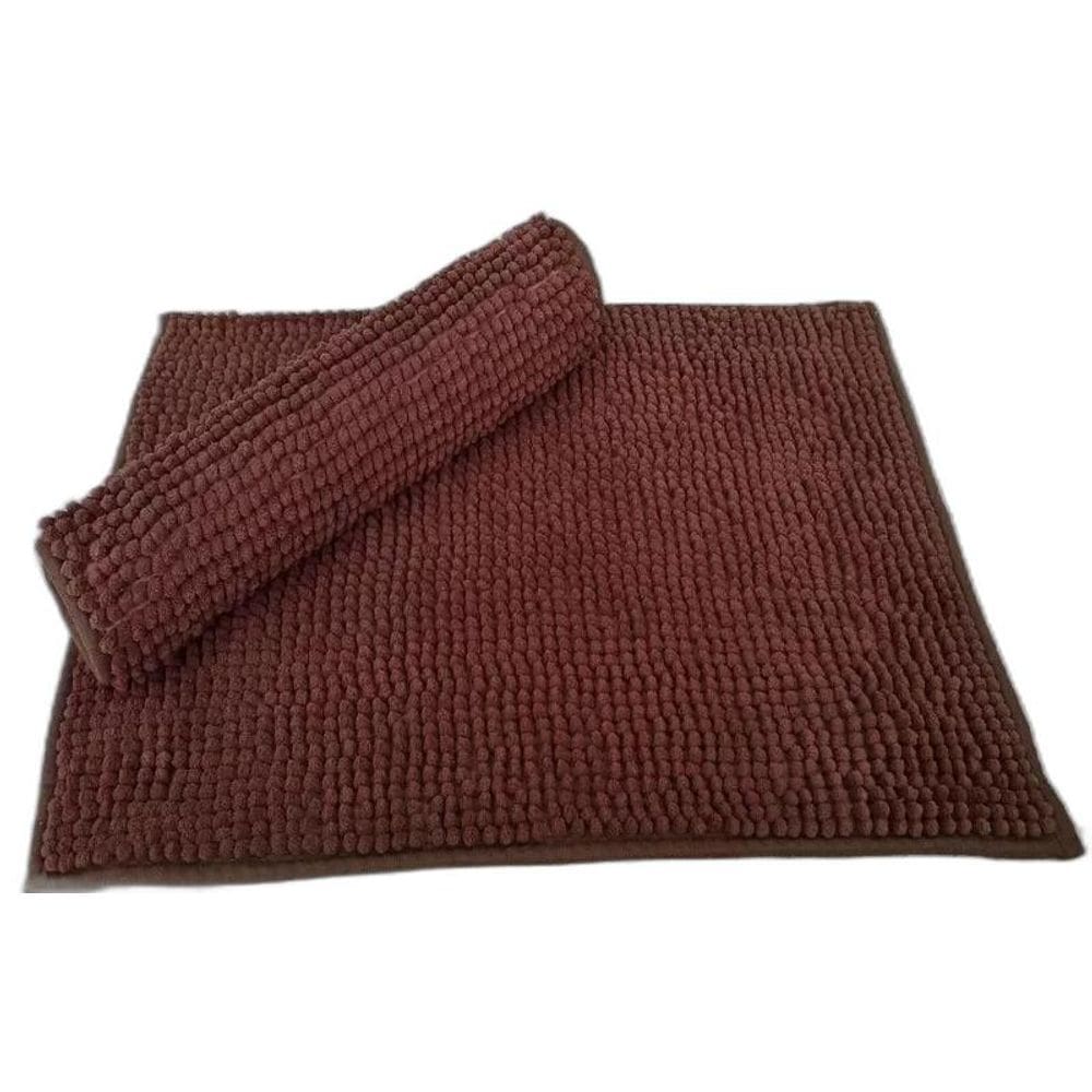 Tapete de Banheiro Bolinha Microfibra Marrom 38x58cm