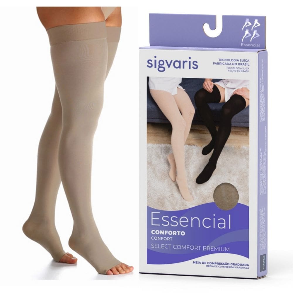 Meia Coxa Sigvaris Select Comfort Premium 7/8 Compressão 20-30mmhg Cor Natural