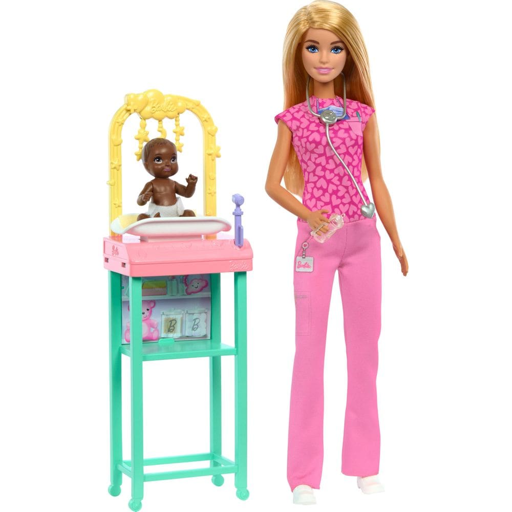 Boneca Barbie Baby Doctor com boneca de moda loira e acessórios