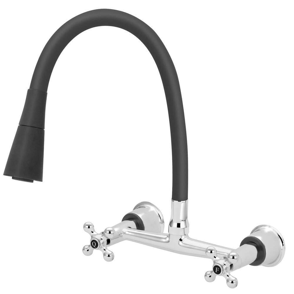 Torneira Misturador Parede Gourmet Flexível Preto Cozinha
