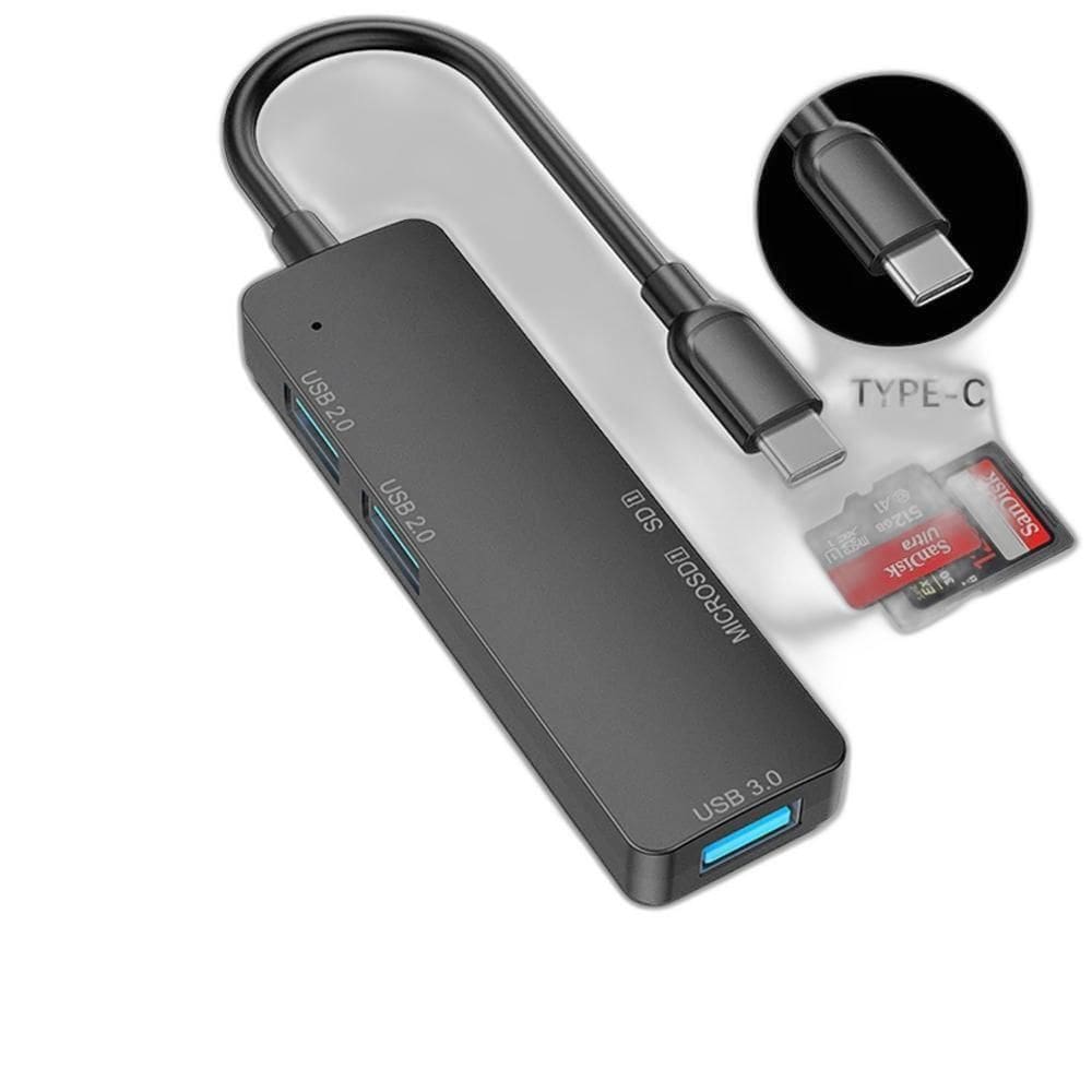 Hub Tipo C 2 Portas Usb1 Porta Usb 3.0 Sd/Tf Cartão Microsd