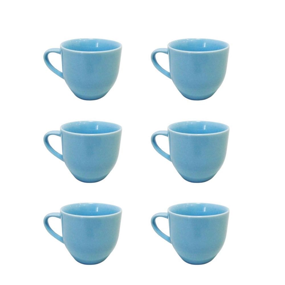 Kit 6 Xicaras De Cha Ceramica 170Ml Azul