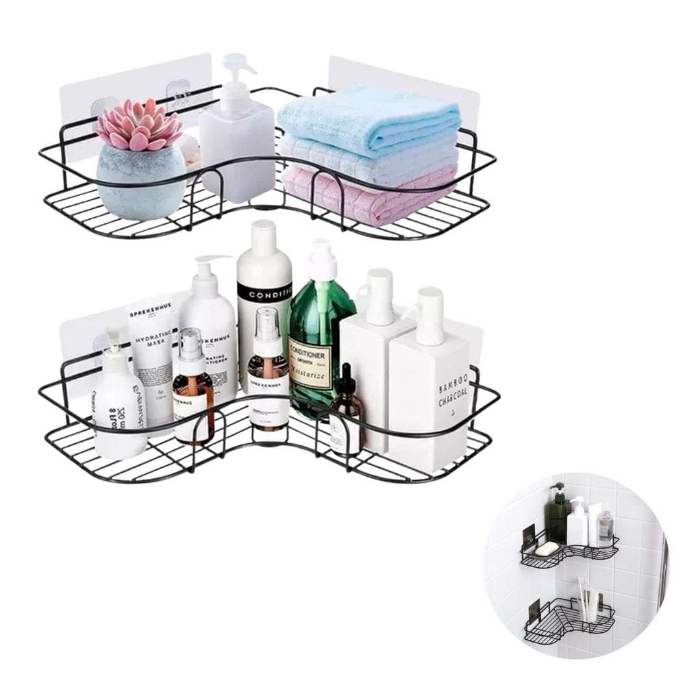 Kit 02 Prateleiras Aramado De Canto Em L Banheiros Cozinha