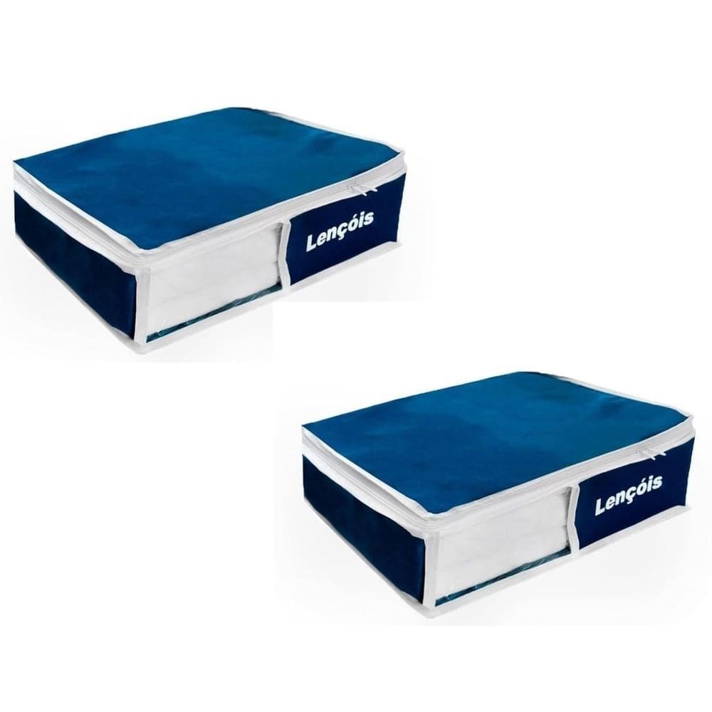 Organizador De Lençol Closet Guarda Roupa Azul Marinho 2 Und