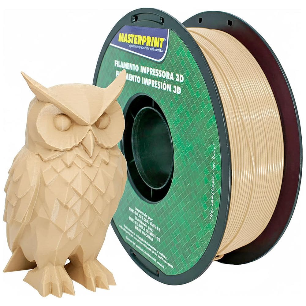 Filamento de Impressora 3D PLA Madeira 1.75mm 1KG Cor Brilhante Textura Macia Masterprint Filamento 3D