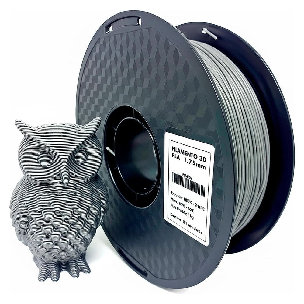 Filamento de Impressora 3D PLA Prata 1.75mm 1KG Cor Brilhante Textura Macia Masterprint Filamento 3D