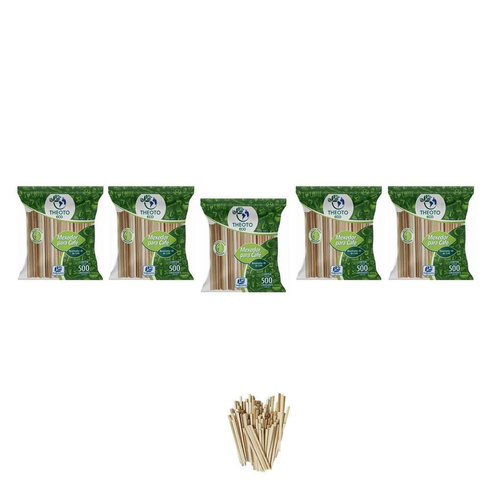 Mexedor Theoto De Bambu Para Cafe Chá Suco Chimarrão Kit 5