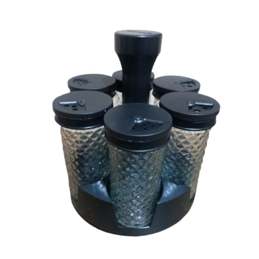 Kit Porta Condimentos 6 Pcs + Suporte