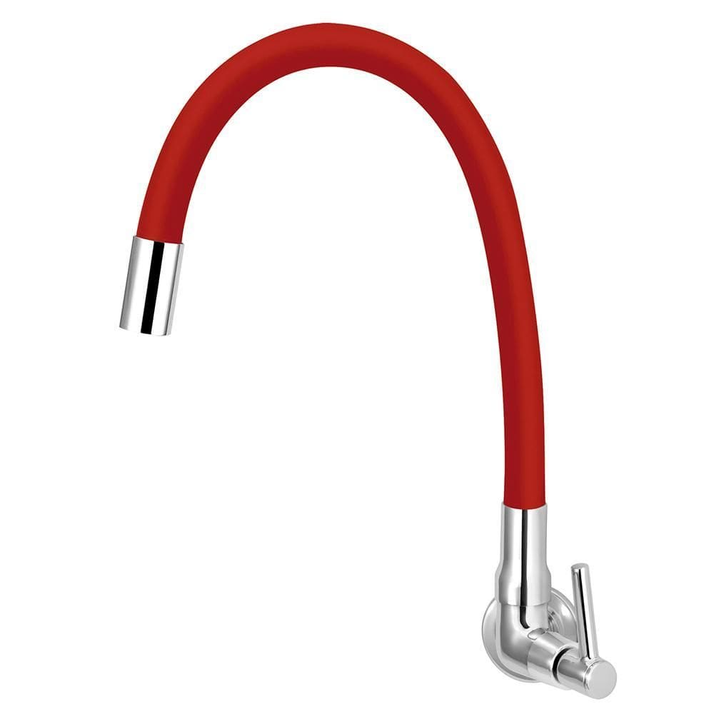 Torneira Cozinha De Parede Tubo Gourmet Flexível Vermelho