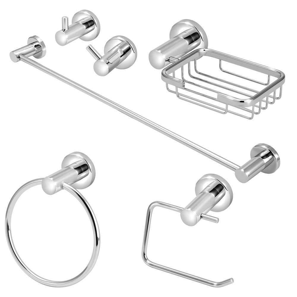 Kit Acessórios Banheiro Metal Cromado 6 Peças Completo