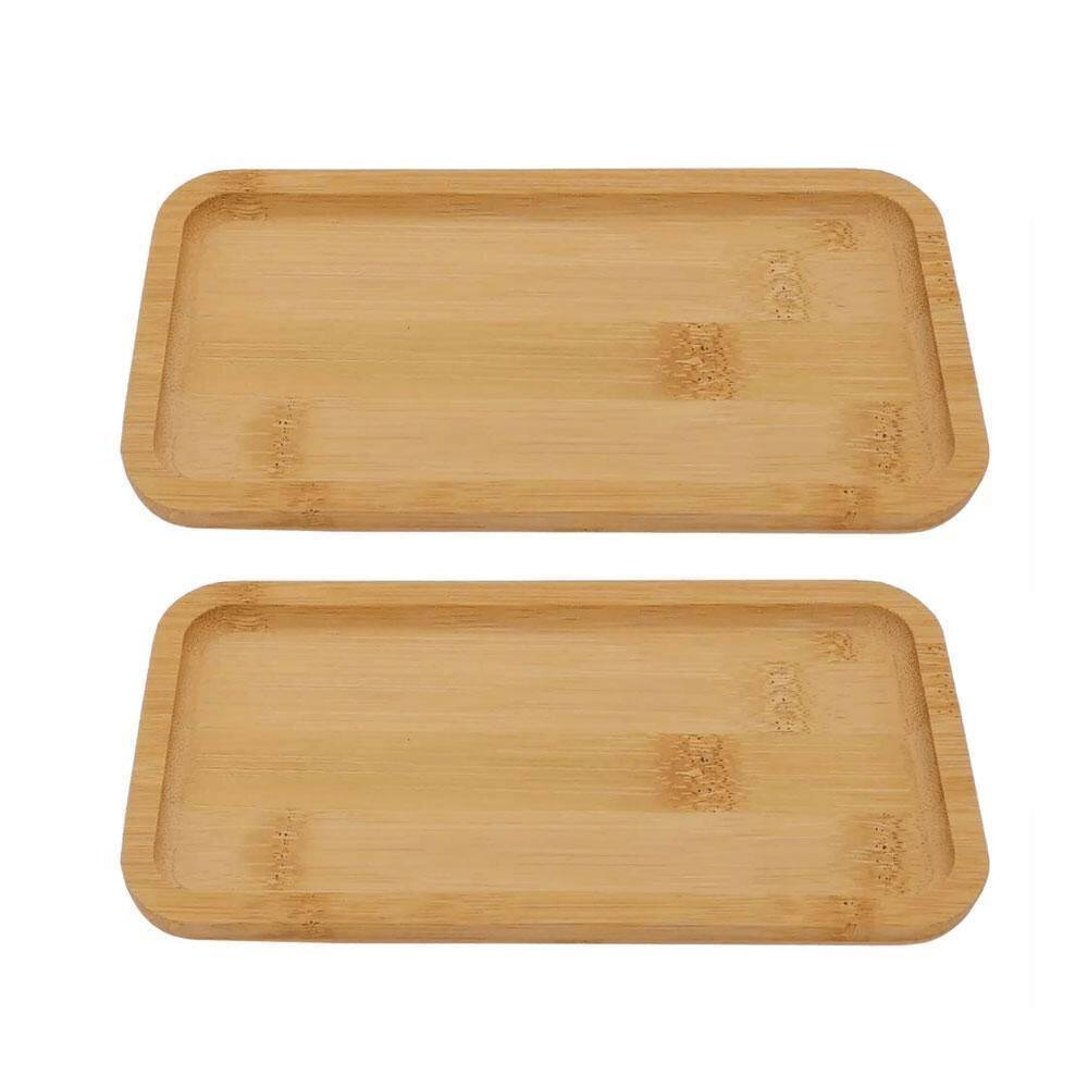 Kit 2 Bandeja Travessa Bambu 20X10Cm Petiscos Café Multiuso