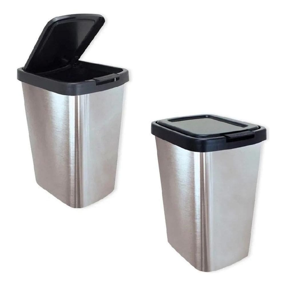 Lixeira Com Tampa 9 Litros Prata Arqplast