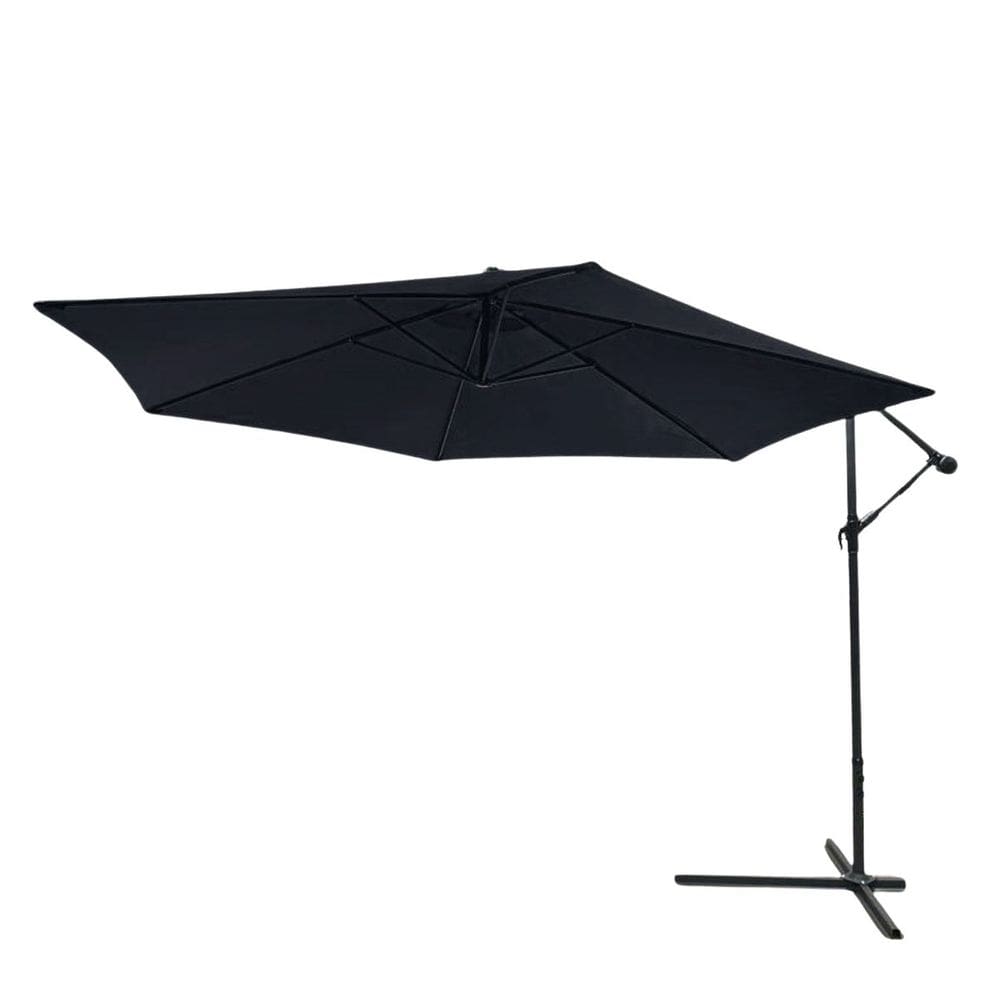 Ombrelone Lateral Articulado Alumínio 3,5m Preto Grande Piscina com Base Importway Iwobl-350 Pt