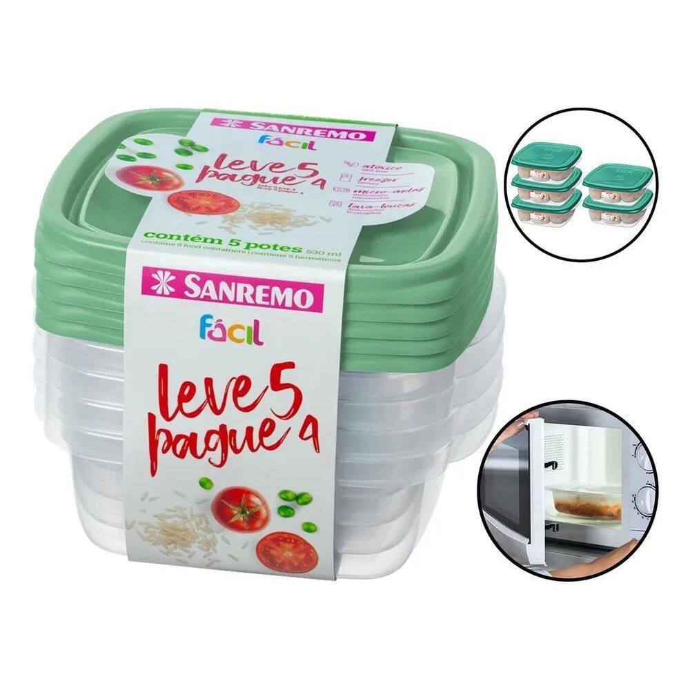 10X Conjunto Com Pote Plastico Sanremo 530Ml Leve 5 E Pague