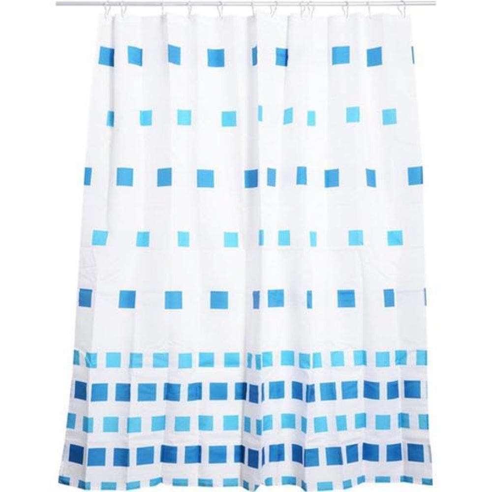 Cortina De Banho Mosaico Azul 180X180 Cm