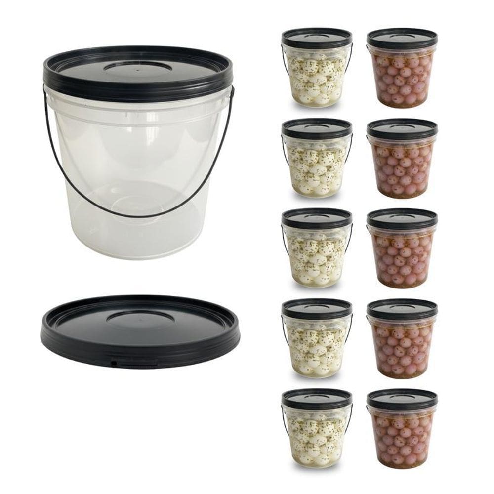 Balde Com Tampa Preta Ideal Para Caldos Naturais - 10 Pçs